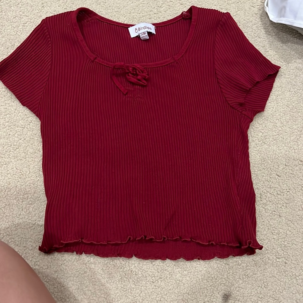 Red cropped top